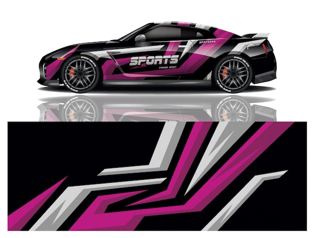 sport car decal wrap illustration