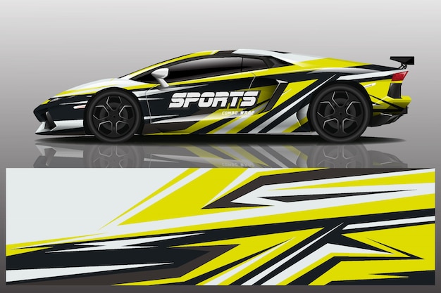 sport car decal wrap illustration