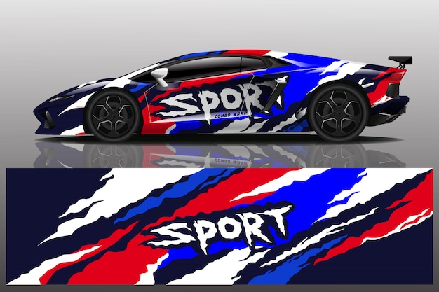 sport car decal wrap illustration