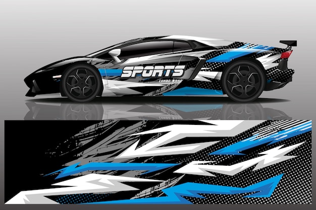 Sport car decal wrap illustration