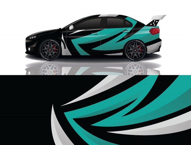 sport car decal wrap illustration