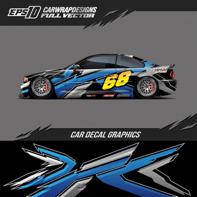 Sport car wrap abstract racing design