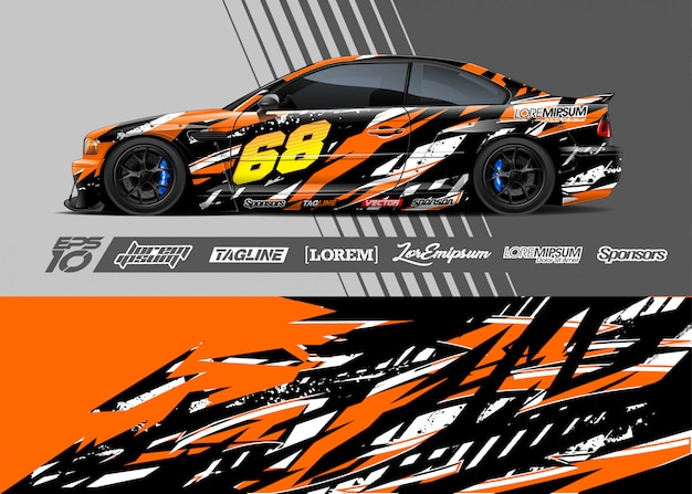 Sport car wrap abstract racing design