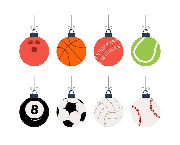 Sport Christmas balls set.