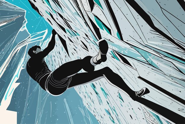 Vector sport climbing ice mountain illustration