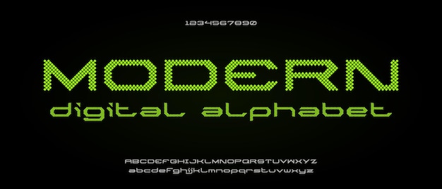 Sport digital modern futuristic alphabet with urban style template