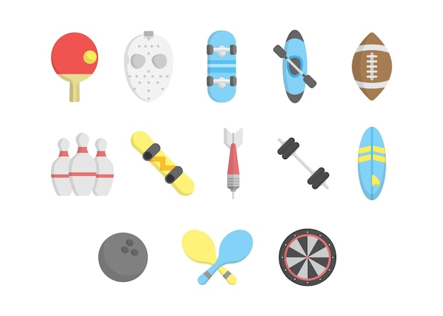 Sport equipment icon set