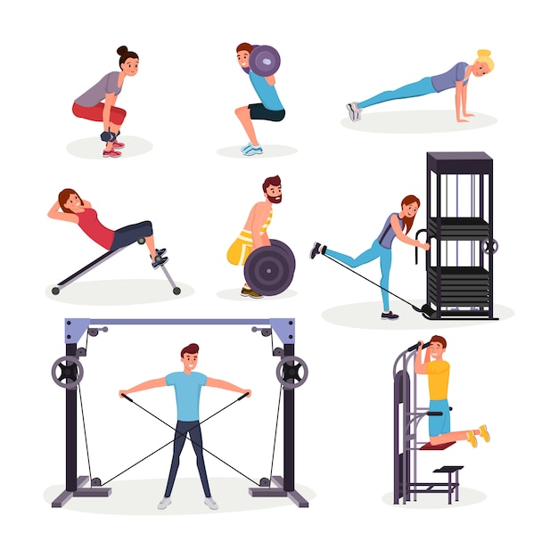 Sport exercises flat  s set