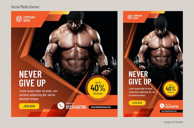 Sport and fitness social media banner template