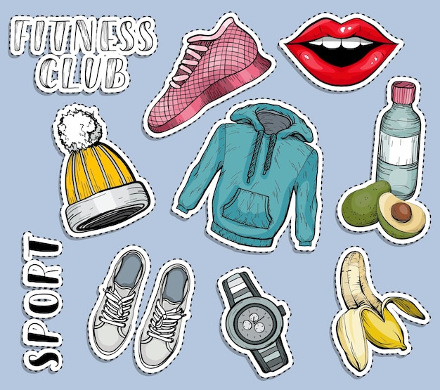 Sport or fitness sticker set