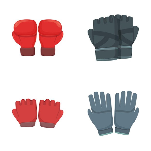 Sport glove icons set cartoon vector Glove for different sport