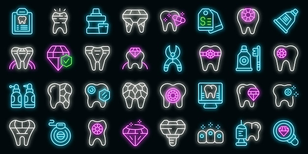 Sport gloves icons set outline vector Fingers sport vector neon