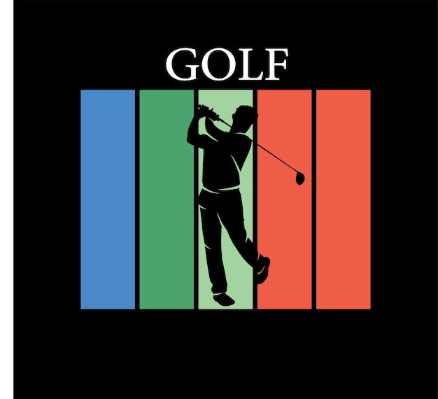 Sport and Golf player silhouette with retro vintage illustration Premium Vector