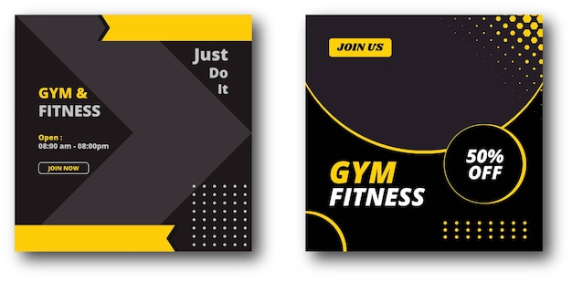 Sport Gym and Fitness Promotion Post and Story Social Media Template