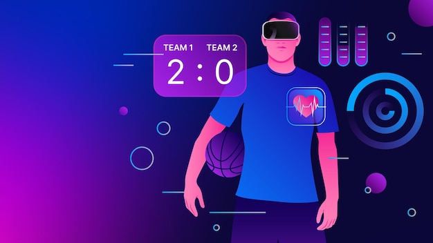 Sport and Health Illustration in Metaverse Training Tracker Graphic Banner