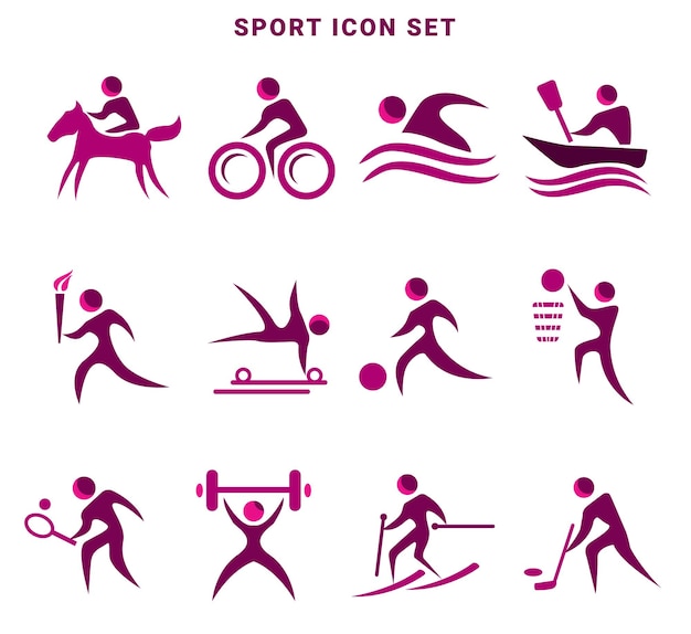 Vector sport icon set with athletics logo set