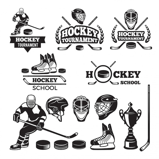 Sport labels for hockey team. 