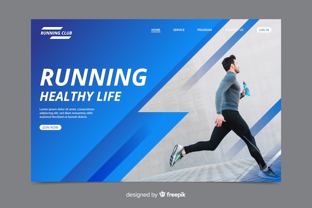 Sport landing page with photo