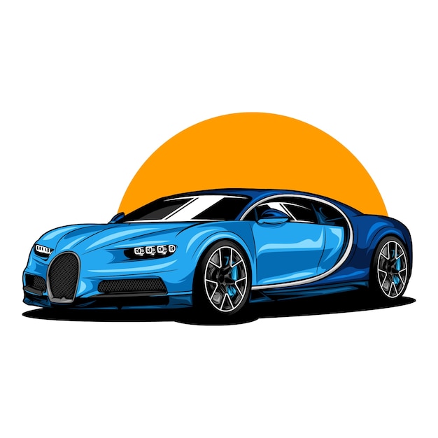 Sport modern car illustration on solid color