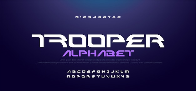 Sport Modern Technology Alphabet and Number Fonts