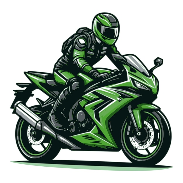 sport motorbike rider in vector style on a white background