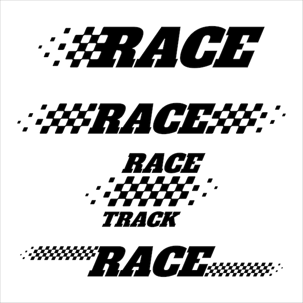 Sport race track text and checkered flags