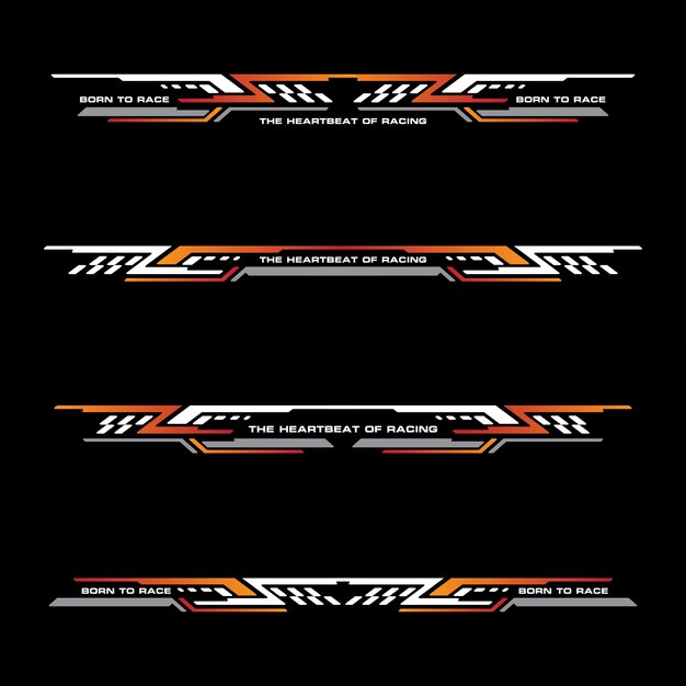 Vector sport racing stripes car stickers modification body speed and drift vinyl decal isolated set