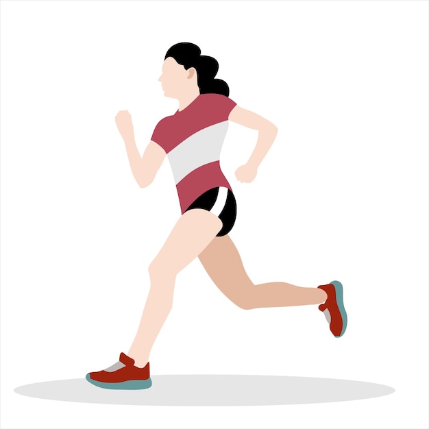 Sport running woman on white background. Vector illustration