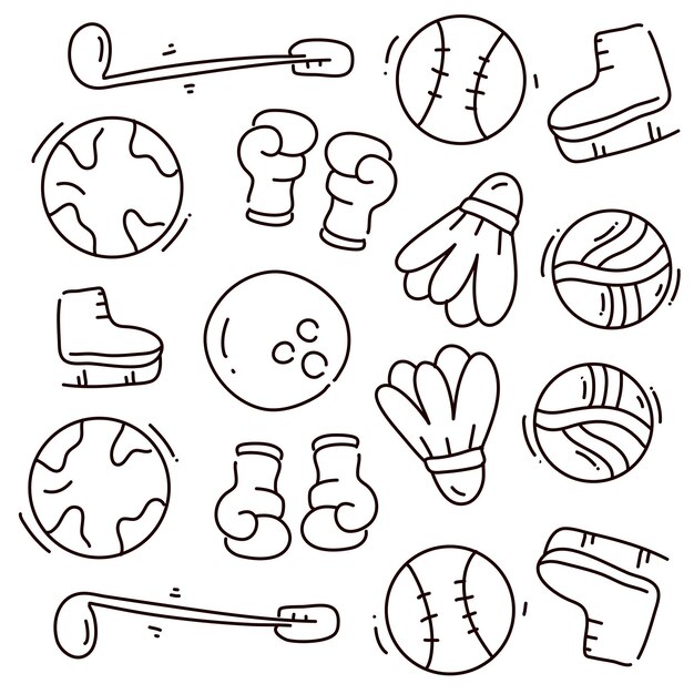 Sport set with line style bundle set vector