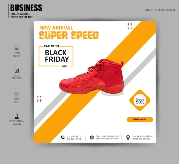 Sport shoes promotion social media banner template with vector