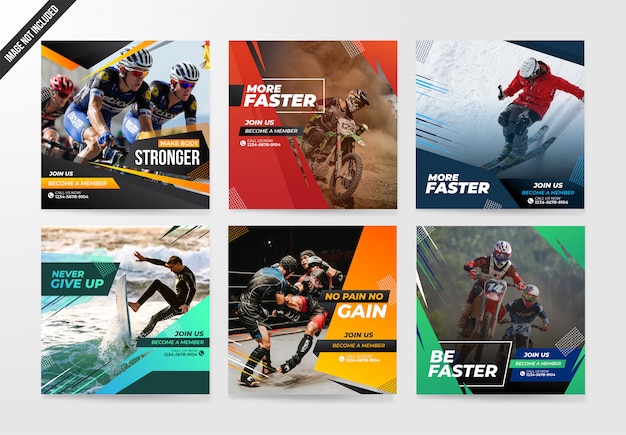 Sport social media post template banner set