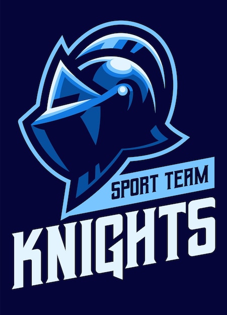 Sport Team Mascot Logo Style of Knight Helmet