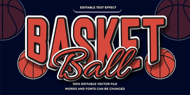 Sport text effect, editable Basket ball text modern and red pattern font style