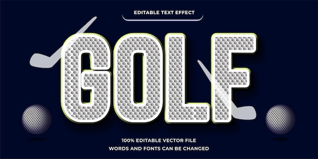 Sport text effect, editable golf text modern and white pattern font style