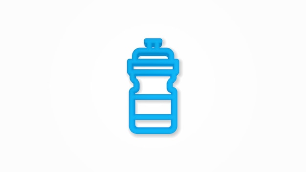 Sport water bottle 3d line flat color icon Realistic vector illustration Pictogram isolated Top view