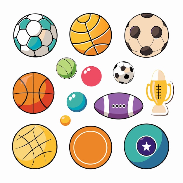 Vector sports balls and equipment a colorful collection for active play