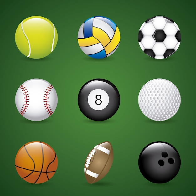 sports balls over green background vector illustration 