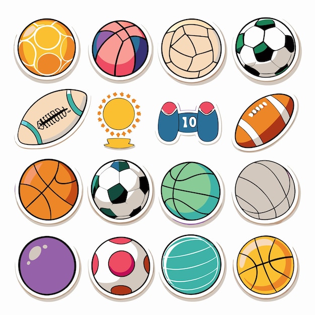 Sports Balls Set Football Basketball Soccer Volleyball and More