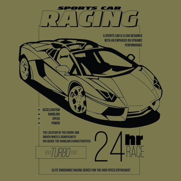 Vector sports car racing graphic for t shirt