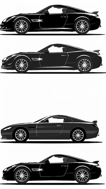 Sports car silhouette on white background Vehicle icons set