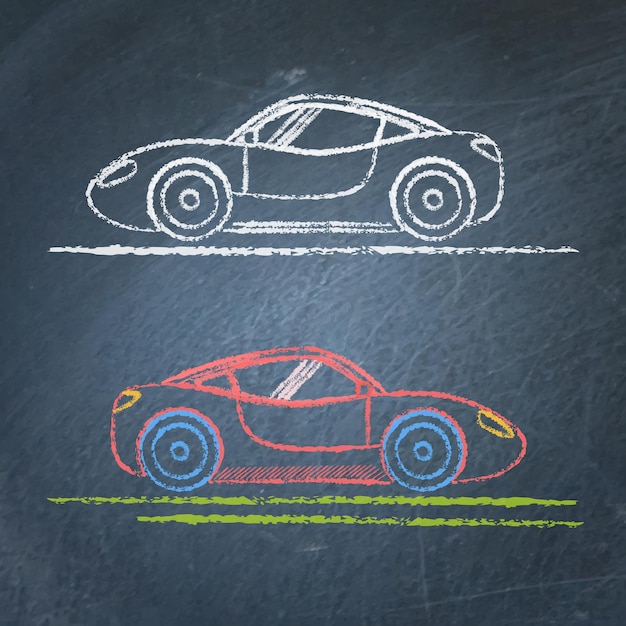 Sports car sketch on chalkboard