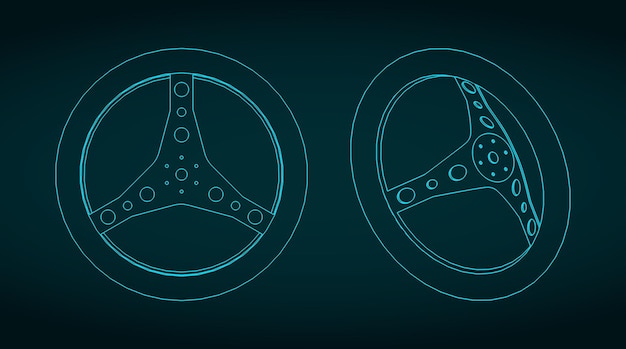 Sports car steering wheel blueprint