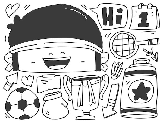 sports doodle cartoon kawaii design