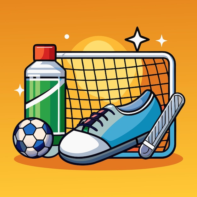 Sports Equipment Soccer Goal Net Shoes Water and Ball