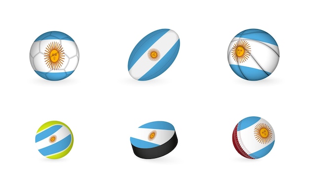 Sports equipment with flag of Argentina Sports icon set