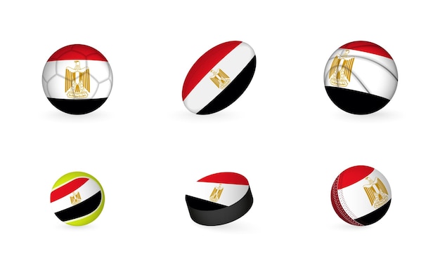 Sports equipment with flag of Egypt Sports icon set