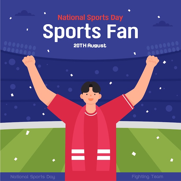 Vector sports fan vector illustration in flat design style