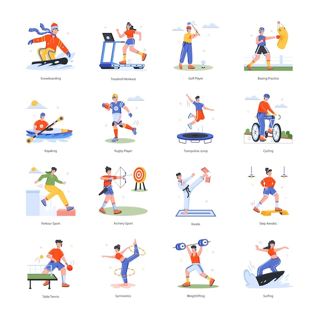 Sports and Fitness Flat icons