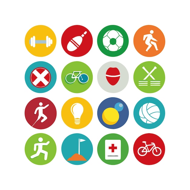 Vector sports and fitness icon set collection vector illustration