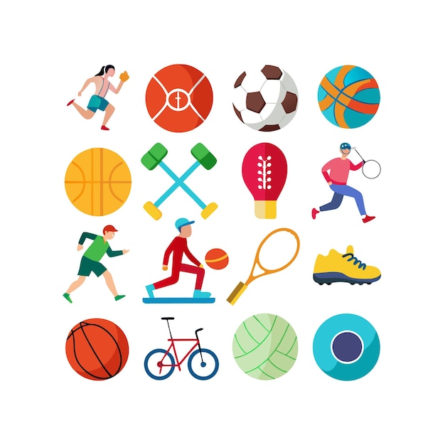 Vector sports and fitness icon set collection vector illustration